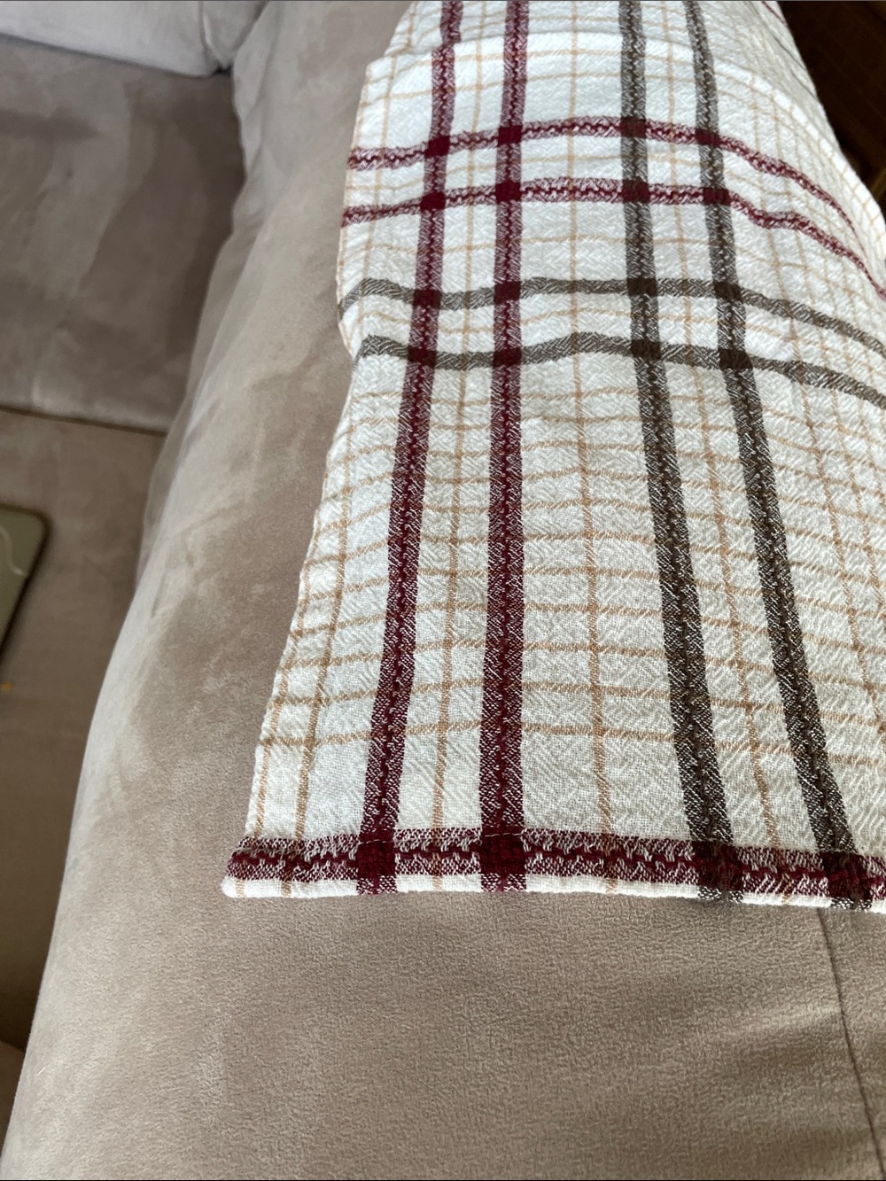 Hearth & Hand Striped Kitchen Towel - white and burgundy